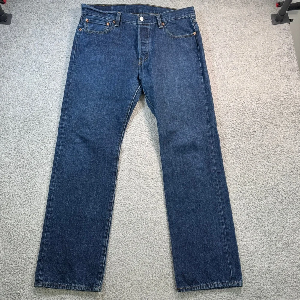Levis 501 Original Mens Straight Leg Jeans Dark Wash Indigo 34x30